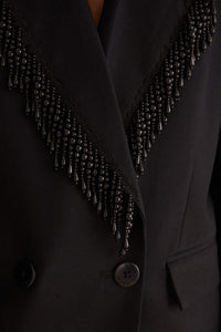 Blazer à franges en coton - Noir