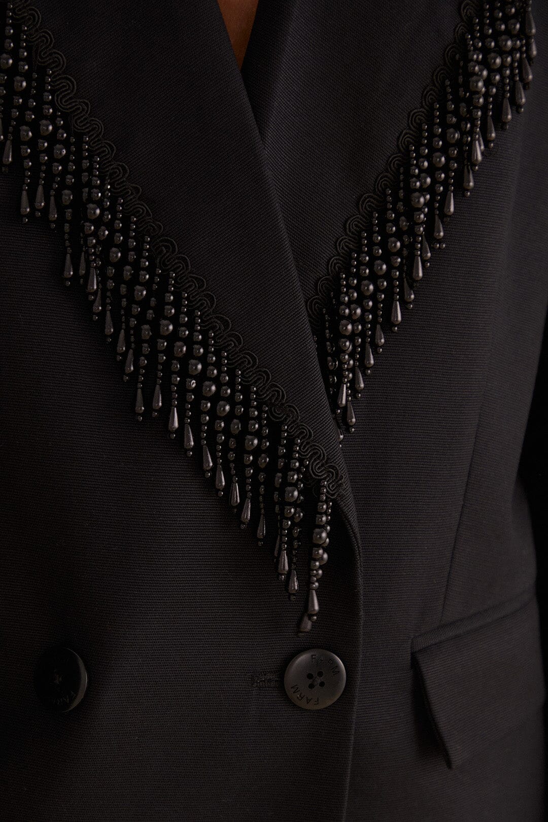 Blazer à franges en coton - Noir