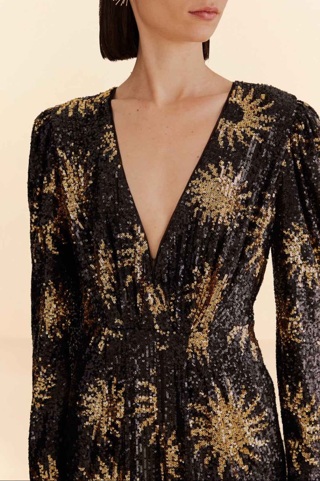 Combinaison Sunny Mood à sequins et col V - Noir