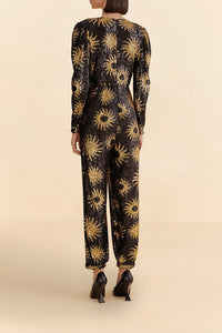 Combinaison Sunny Mood à sequins et col V - Noir