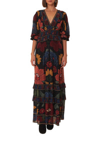 Robe longue à manches courtes - Noir