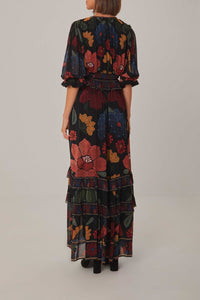 Stitched Garden Black Robe longue - Stitched Garden Black