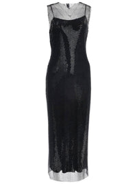 Robe midi en tulle brodé - Black
