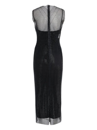 Robe midi en tulle brodé - Black