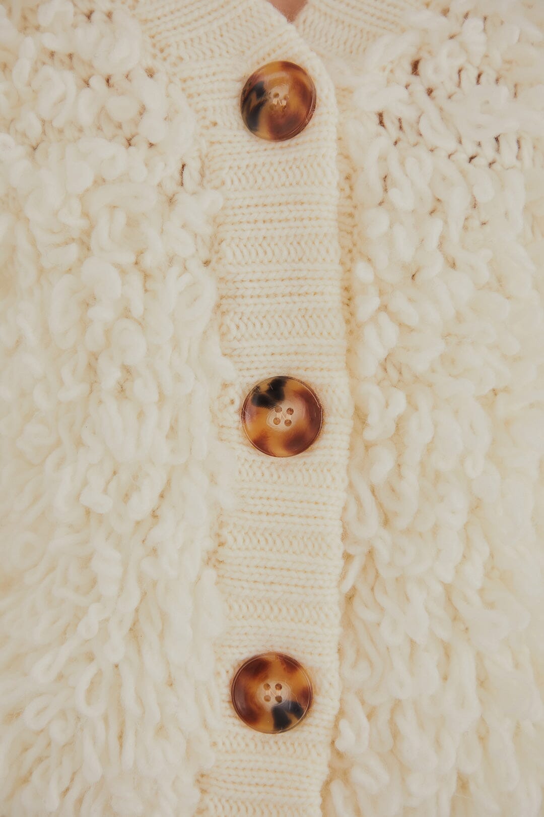 Cardigan à col V texturé en laine mélangée - Blanc