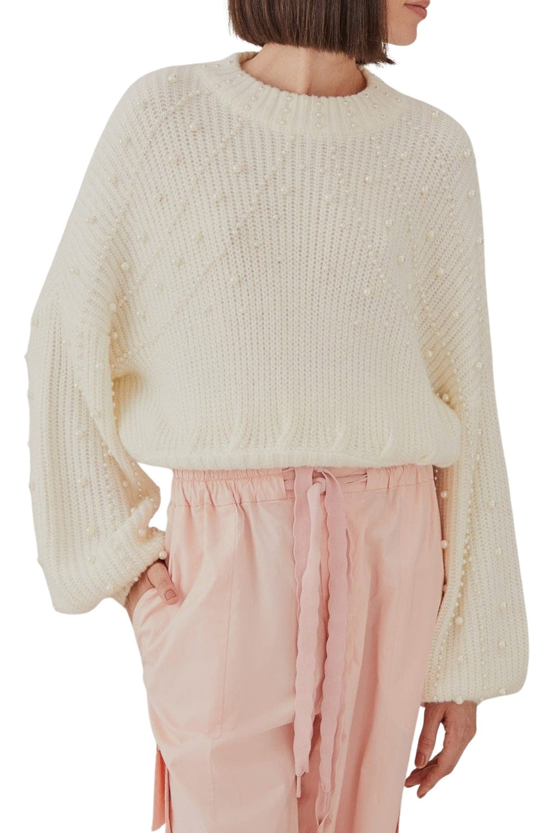 Pull Bubble avec broderie de perles - Blanc