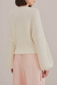 Pull Bubble avec broderie de perles - Blanc