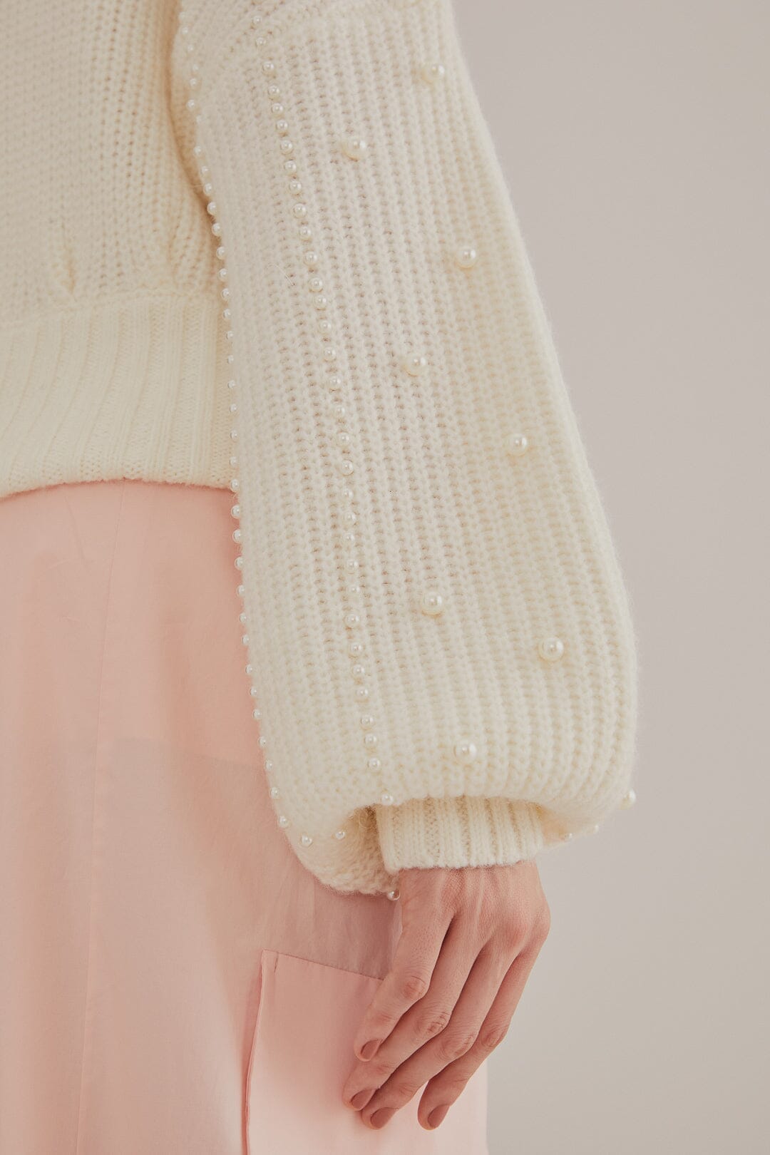 Pull Bubble avec broderie de perles - Blanc