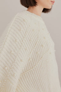 Pull Bubble avec broderie de perles - Blanc