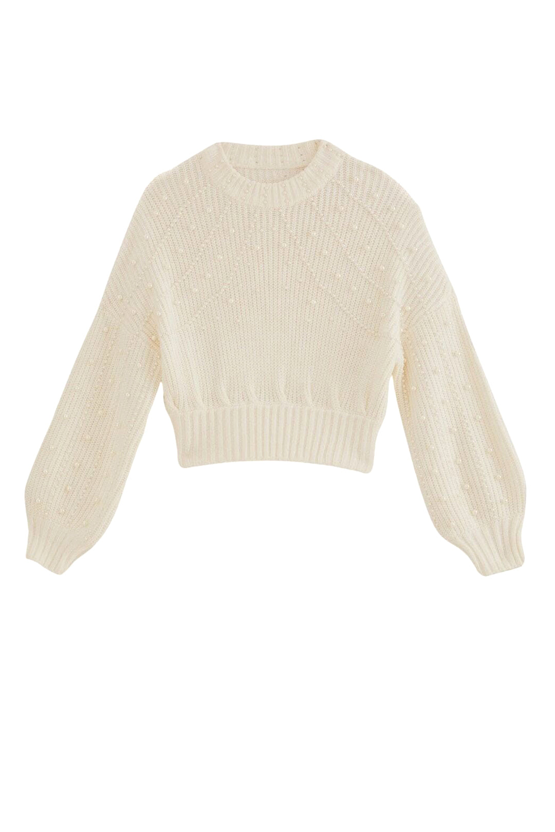 Pull Bubble avec broderie de perles - Blanc