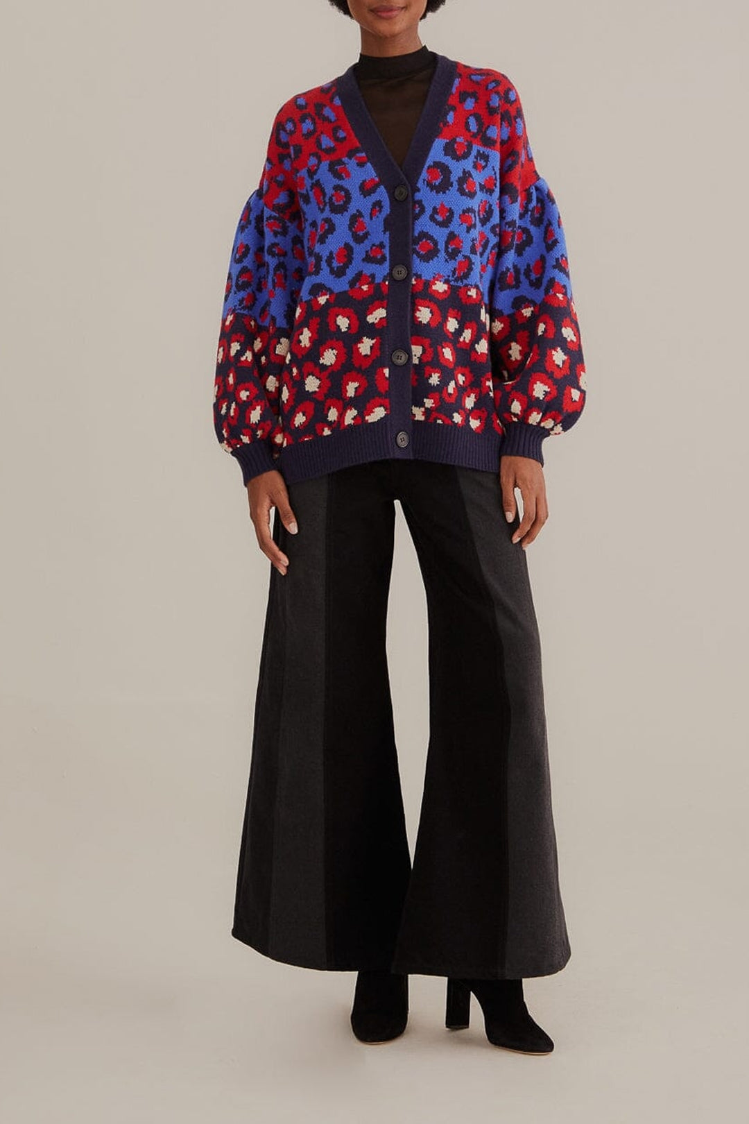 DJV_Mixed Leopards Navy Multi Cardigans & Pulls - Mixed Leopards Navy Multi