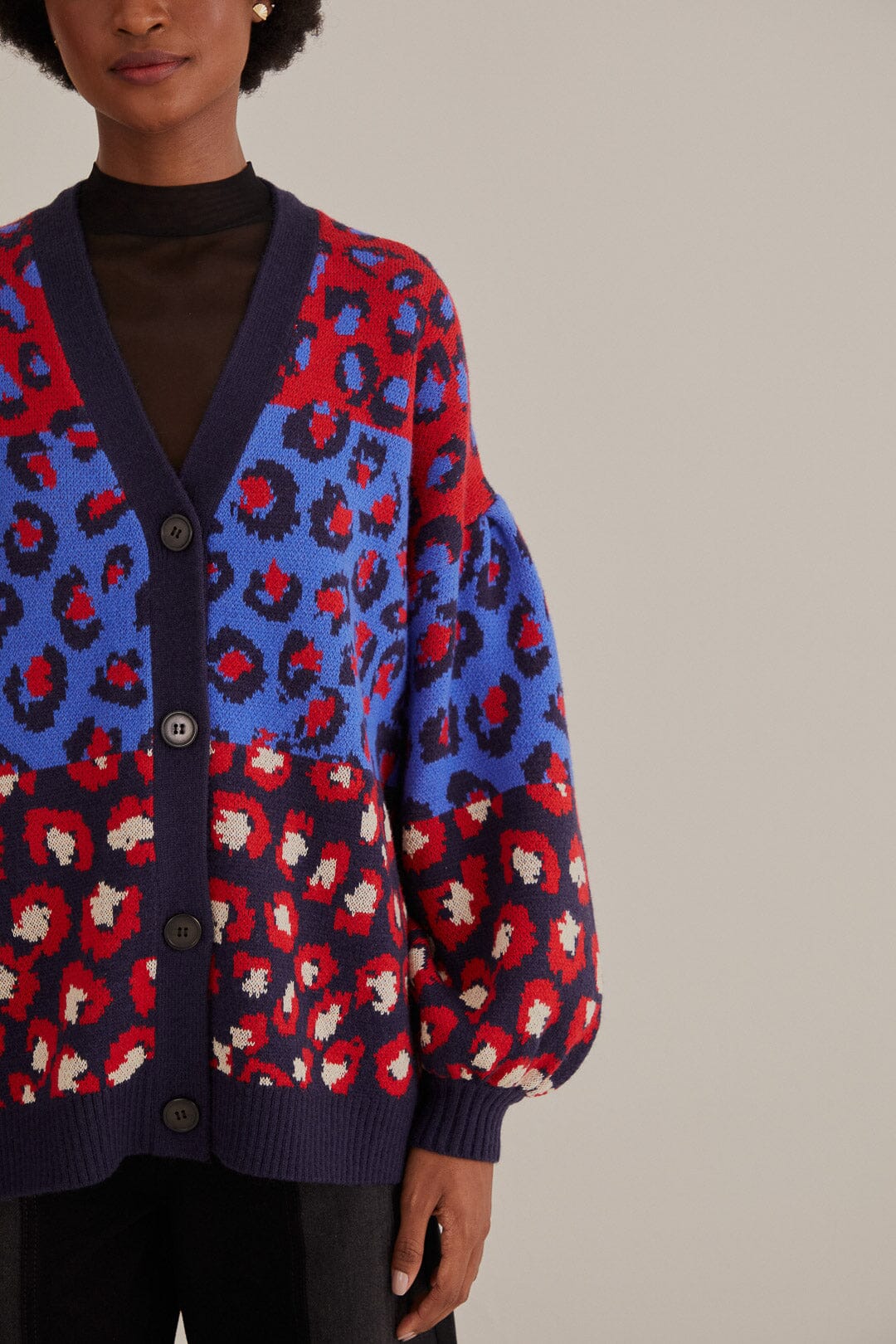 DJV_Mixed Leopards Navy Multi Cardigans & Pulls - Mixed Leopards Navy Multi