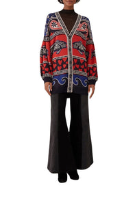 Navy Prints Fish Multicolor Cardigan - Navy Prints Fish Multicolor