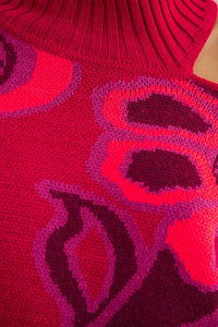 Pull à fleurs audacieuses en maille - Rose