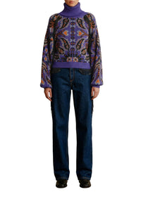 Pull à broderie de sequins en maille - Violet