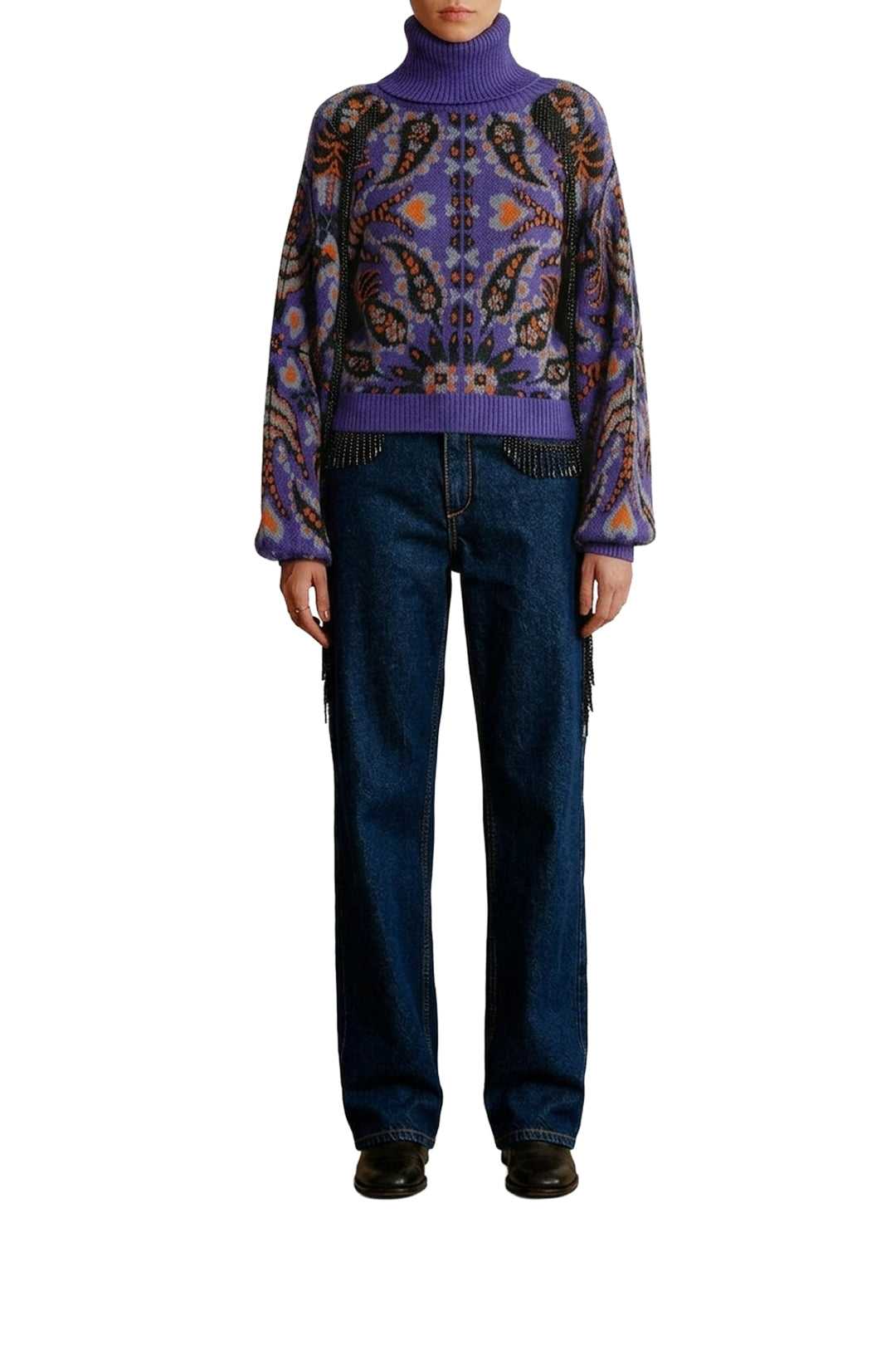 Pull à broderie de sequins en maille - Violet