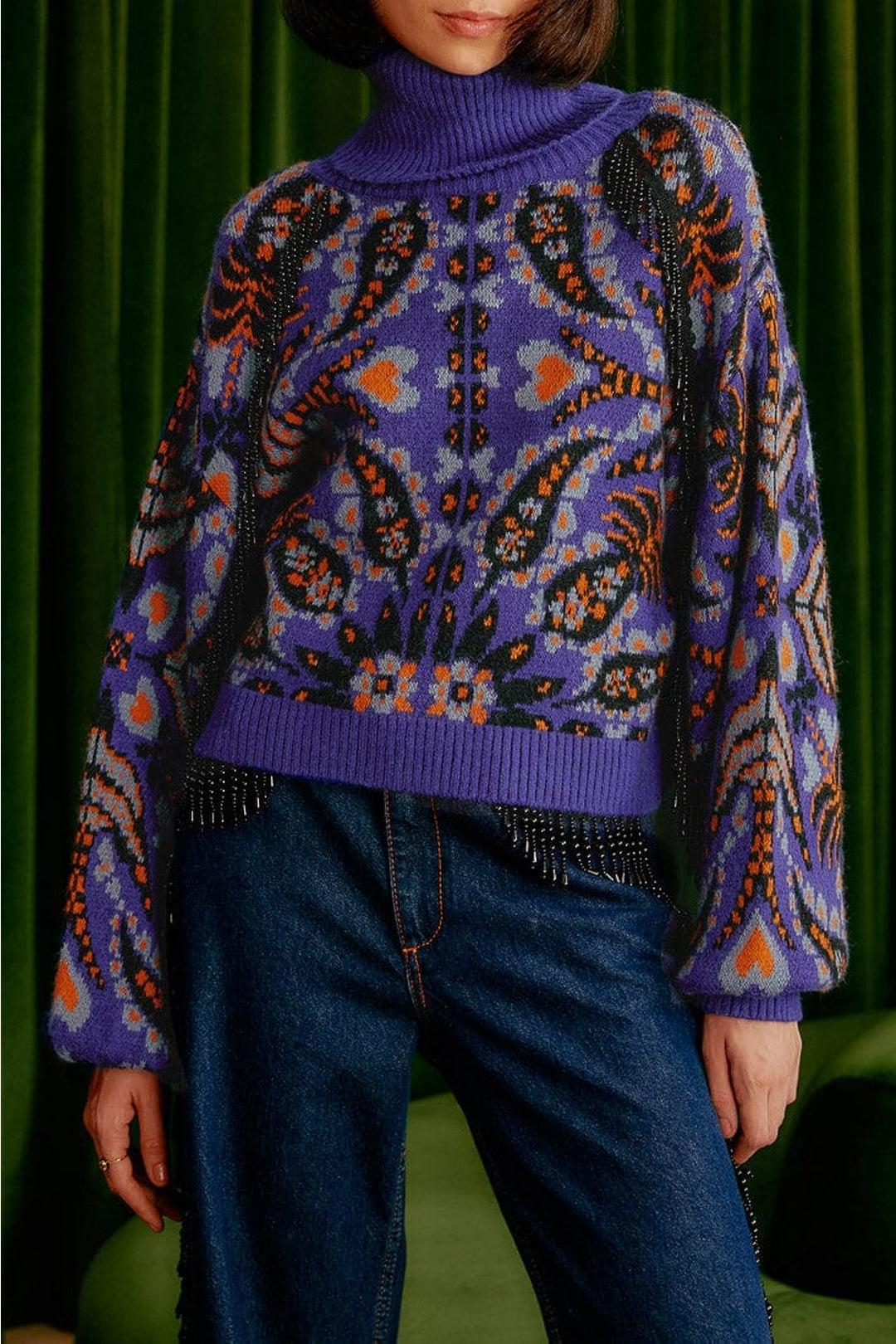 Pull à broderie de sequins en maille - Violet