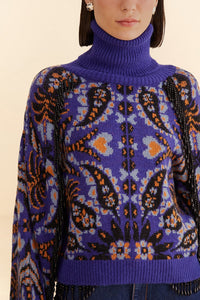 Pull à broderie de sequins en maille - Violet