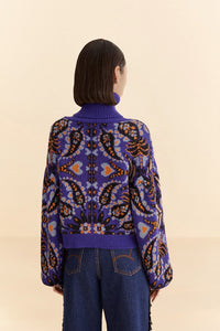 Pull à broderie de sequins en maille - Violet