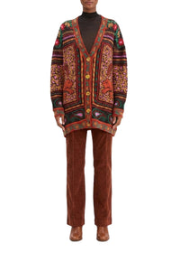 Cardigan en maille à imprimés - Marron