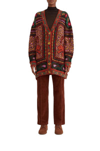 Cardigan en maille à imprimés - Marron