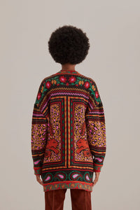 Cardigan en maille à imprimés - Marron