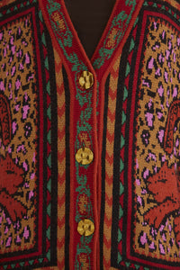 Cardigan en maille à imprimés - Marron