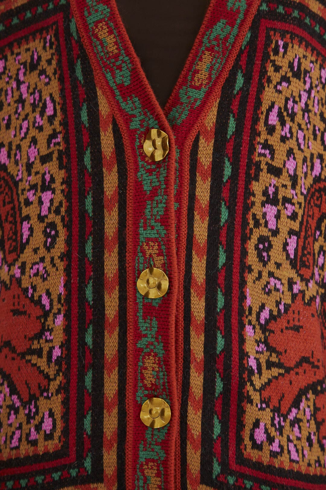 Cardigan en maille à imprimés - Marron