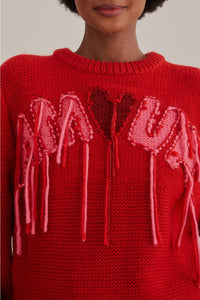 MEDIA OFF LINE_Pull à broderie Amour en maille - Rouge