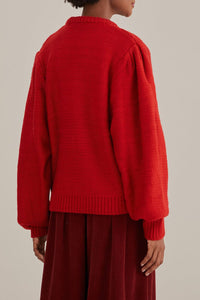 MEDIA OFF LINE_Pull à broderie Amour en maille - Rouge