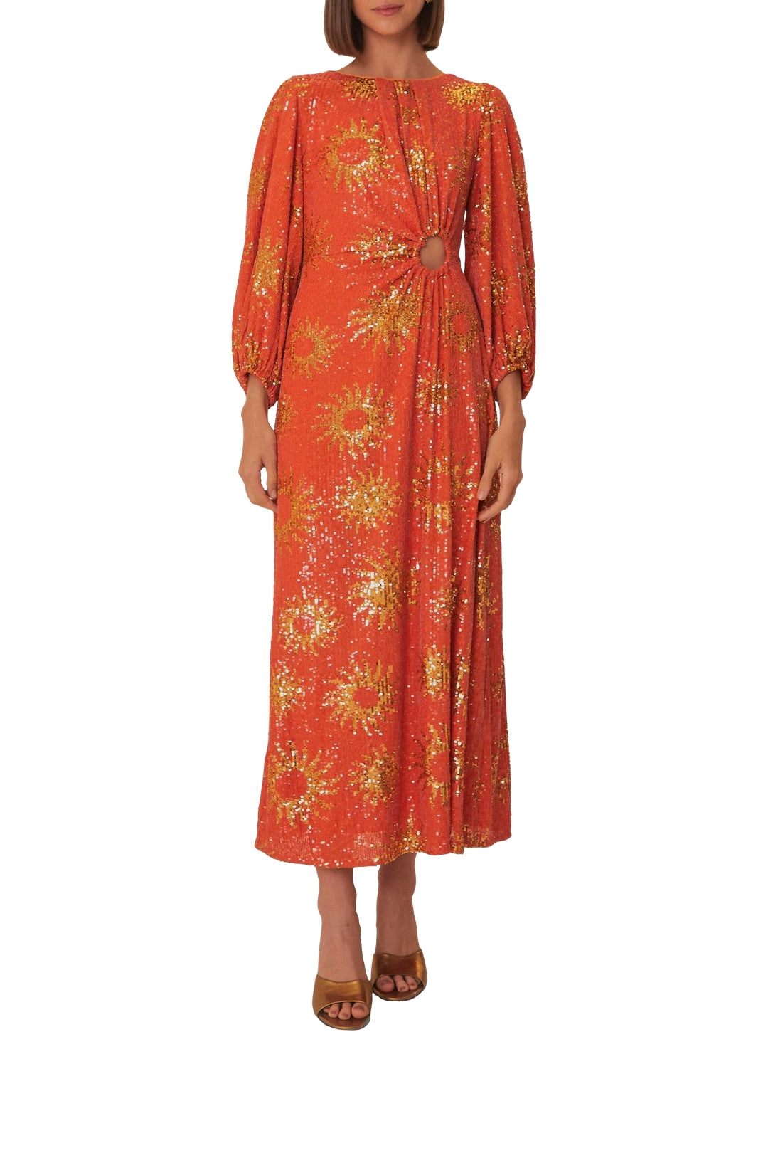 Robe longue à sequins - Orange