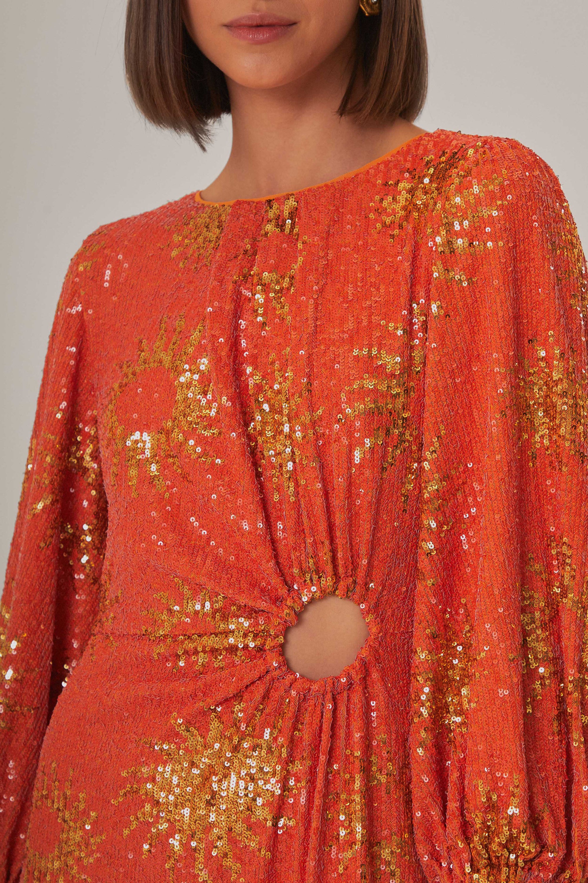 Robe longue à sequins - Orange