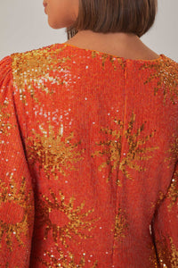 Robe longue à sequins - Orange
