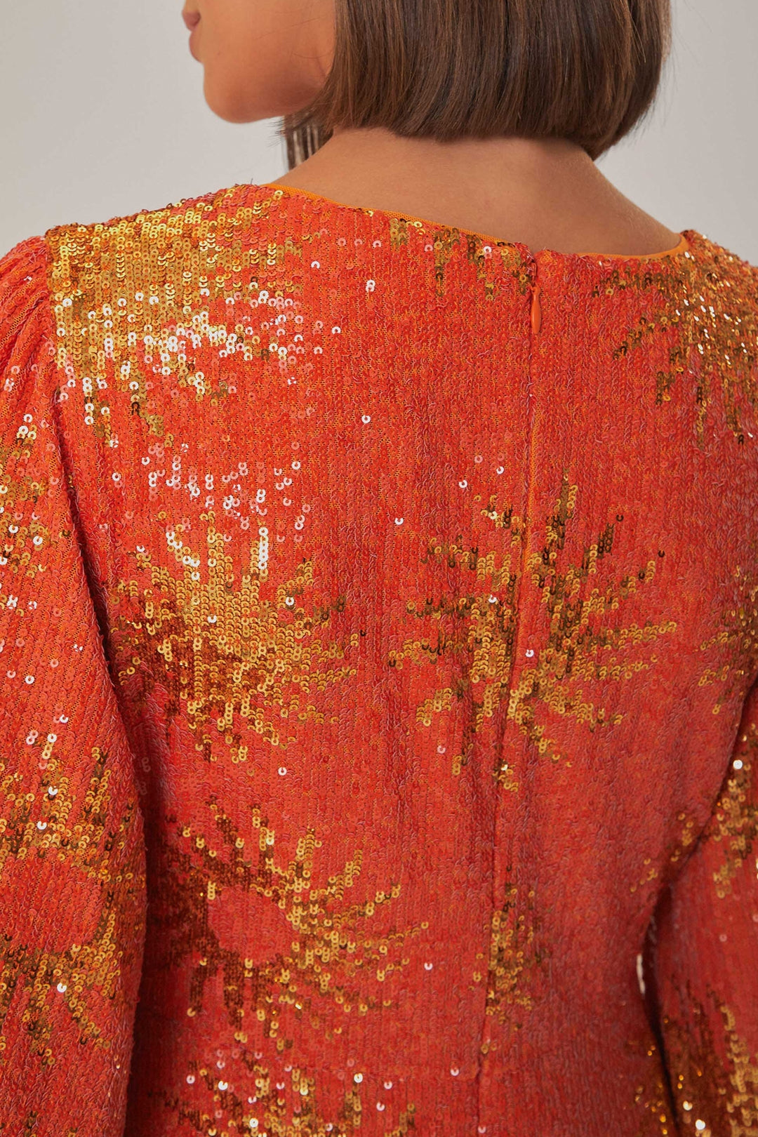 Robe longue à sequins - Orange