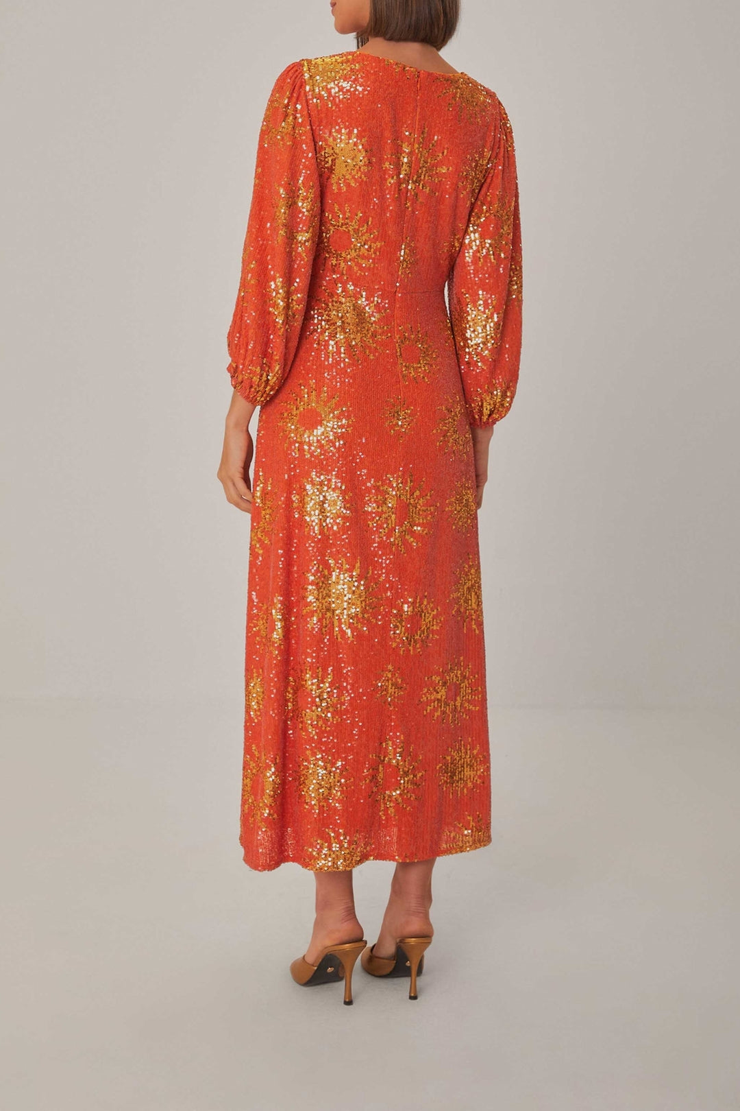 Robe longue à sequins - Orange