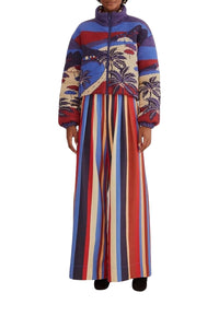 Pantalon large à rayures en coton - Multicolore