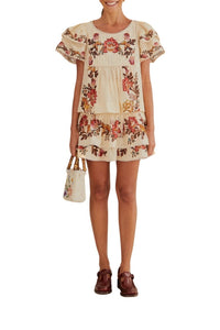 Jupe courte à fleurs Léopard en coton - Beige