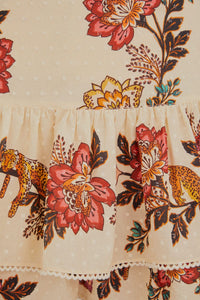Jupe courte à fleurs Léopard en coton - Beige