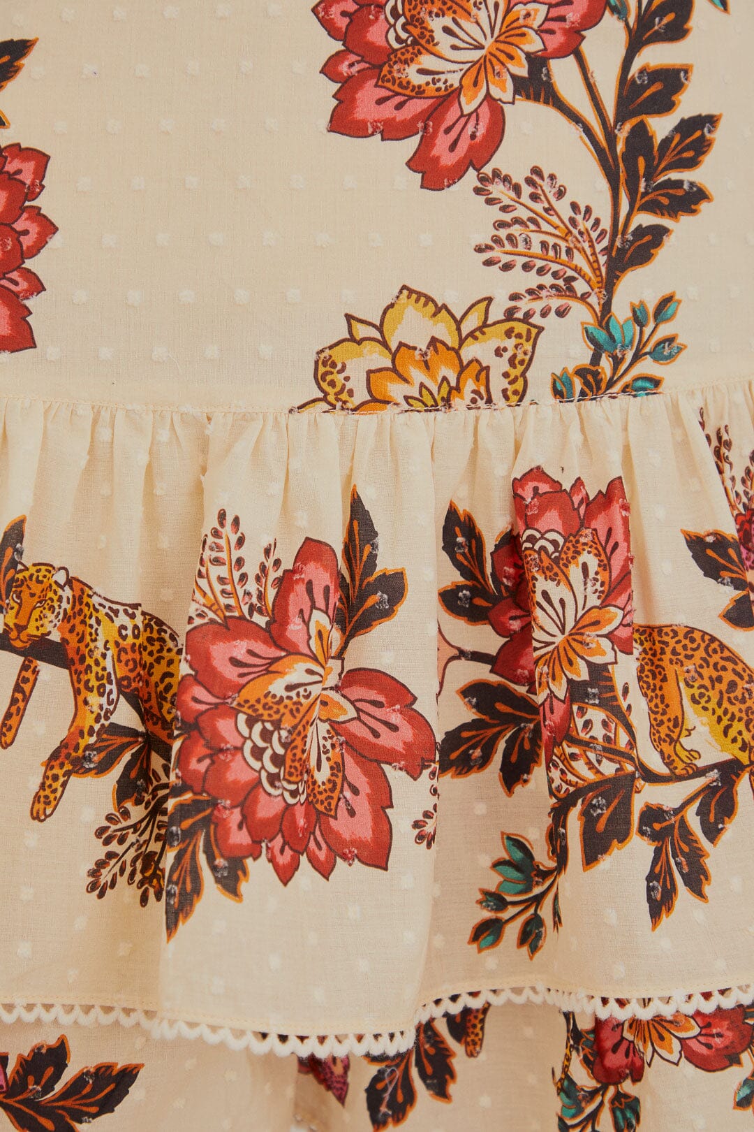 Jupe courte à fleurs Léopard en coton - Beige