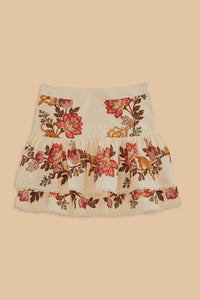 Jupe courte à fleurs Léopard en coton - Beige