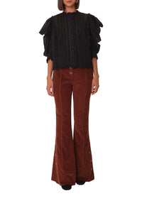Blouse à manches courtes bouffantes - Noir