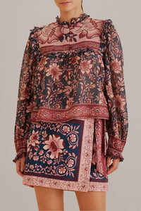 Blouse Ainika Charm à manches longues en coton - Rose