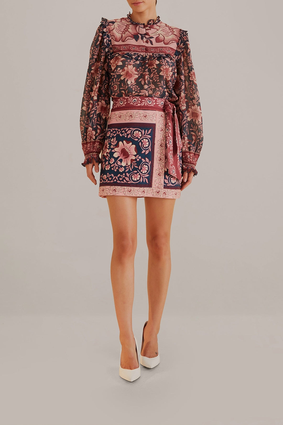 Blouse Ainika Charm à manches longues en coton - Rose