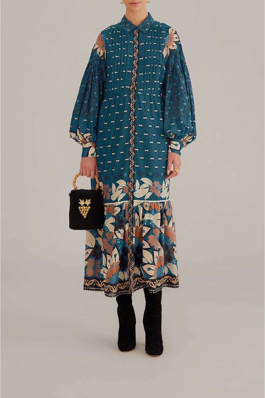 Robe midi Ainika Chill à rayures en coton - Bleu