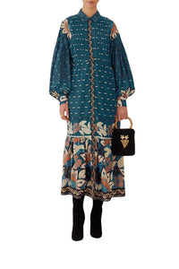 Robe midi Ainika Chill à rayures en coton - Bleu