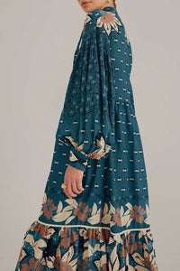 Robe midi Ainika Chill à rayures en coton - Bleu