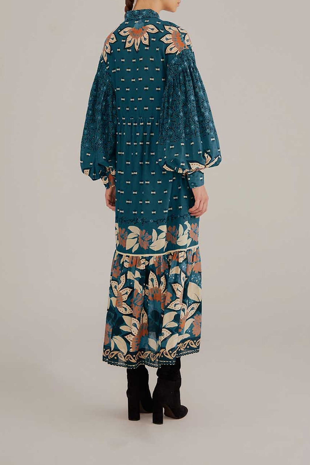 Robe midi Ainika Chill à rayures en coton - Bleu