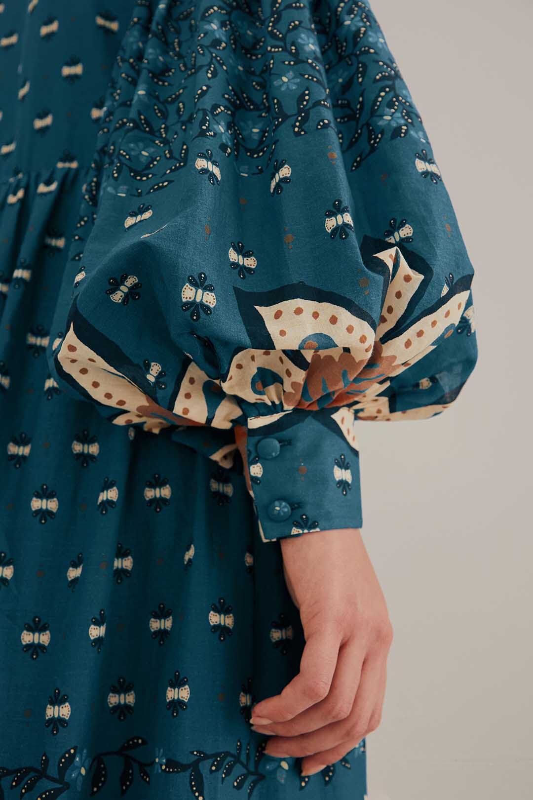 Robe midi Ainika Chill à rayures en coton - Bleu