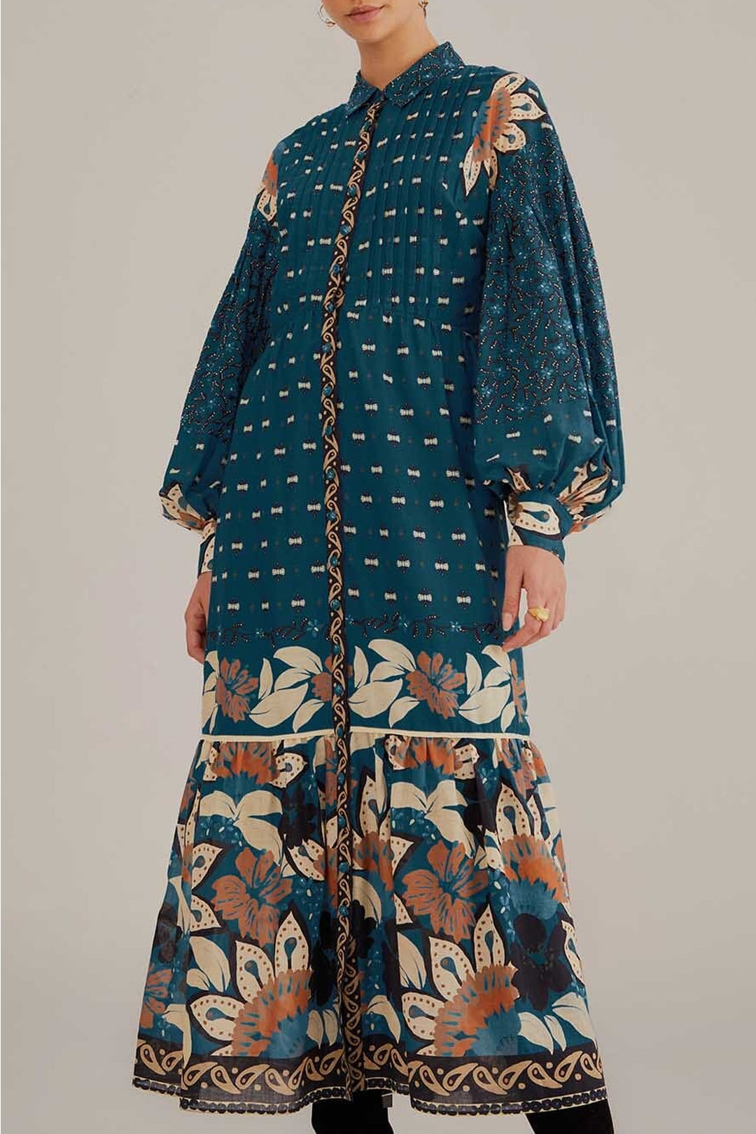 Robe midi Ainika Chill à rayures en coton - Bleu
