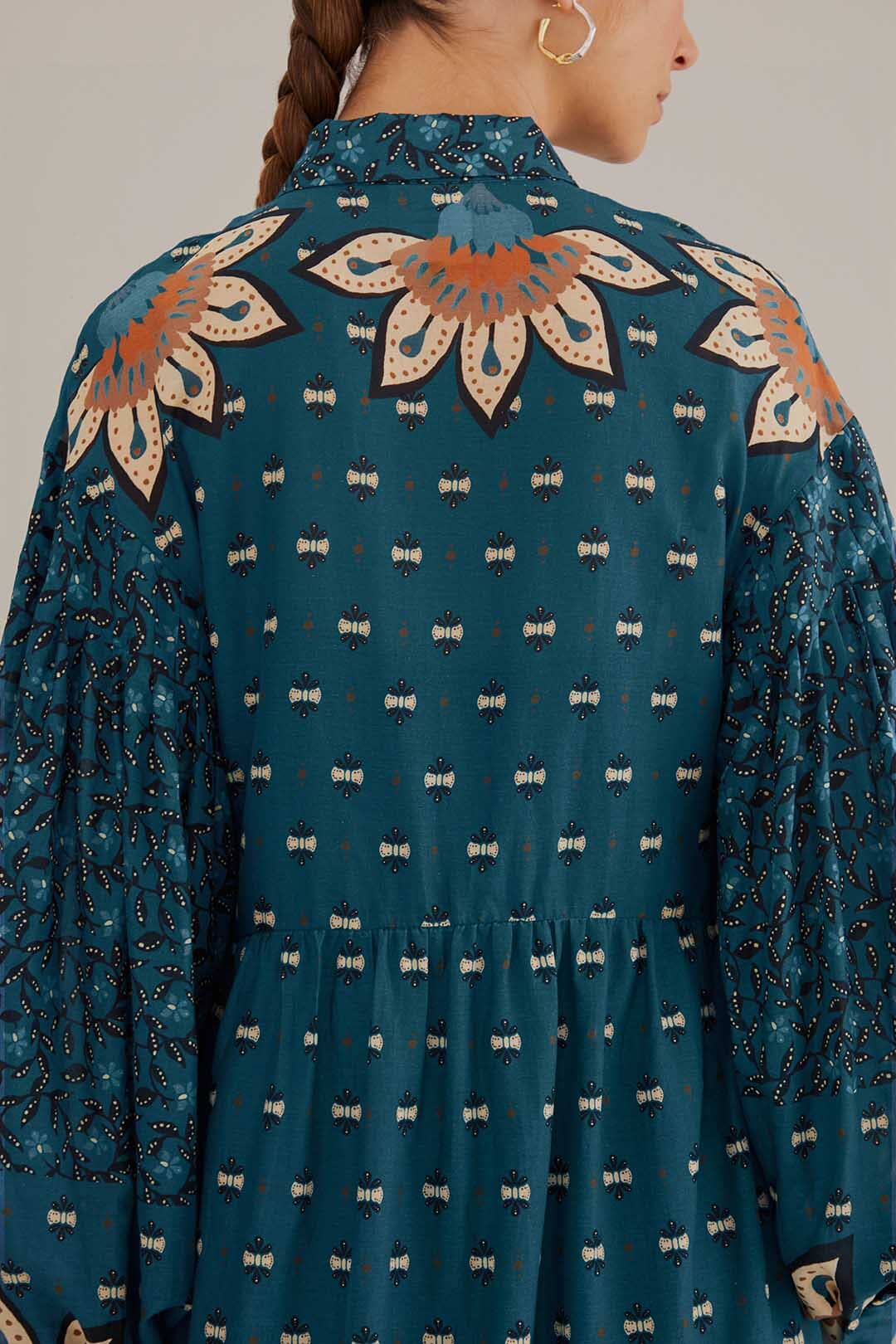 Robe midi Ainika Chill à rayures en coton - Bleu